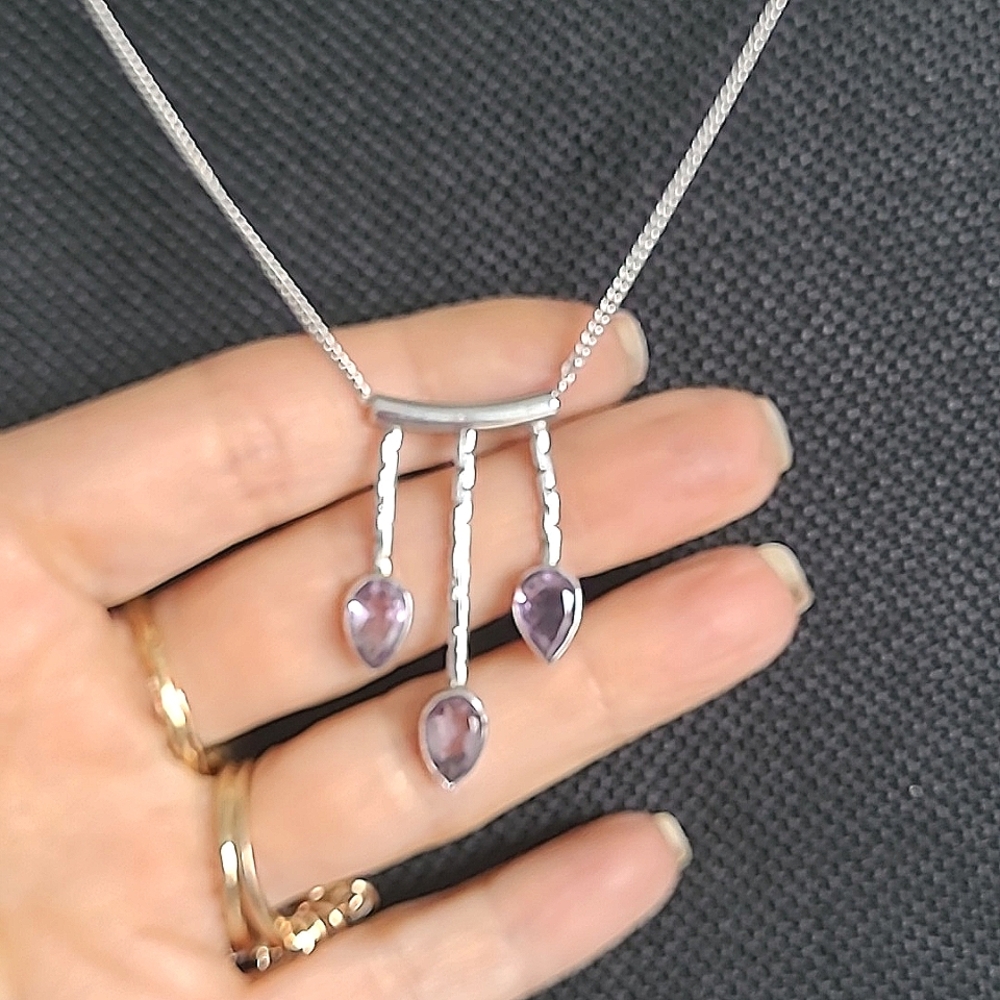 Amethyst Necklace Sterling Silver